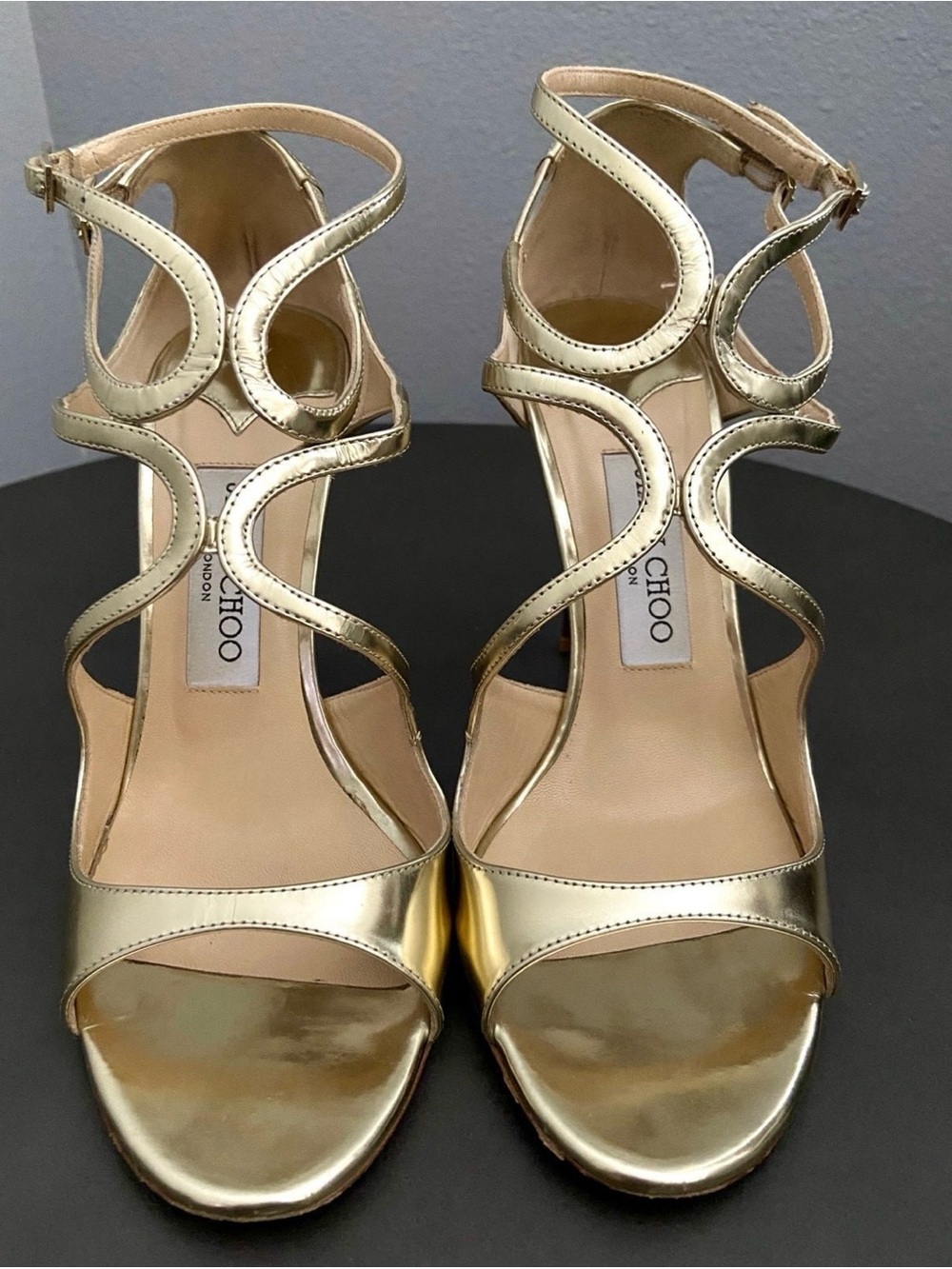 Jimmy Choo Gold Metallic Lang Sandal Size 38 (US 7.5)